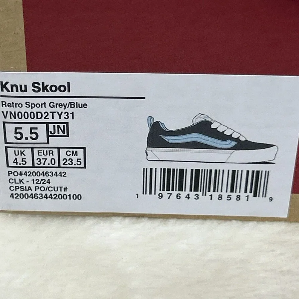 Vans Size Mens 5.5 Womens 6.5-7 Knu Skool Shoes Retro Sport Gray/Blue
